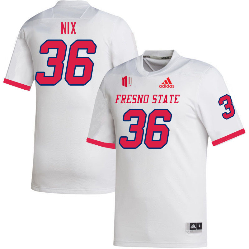 Men #36 Tommy Nix Fresno State Bulldogs College Football Jerseys Stitched-White